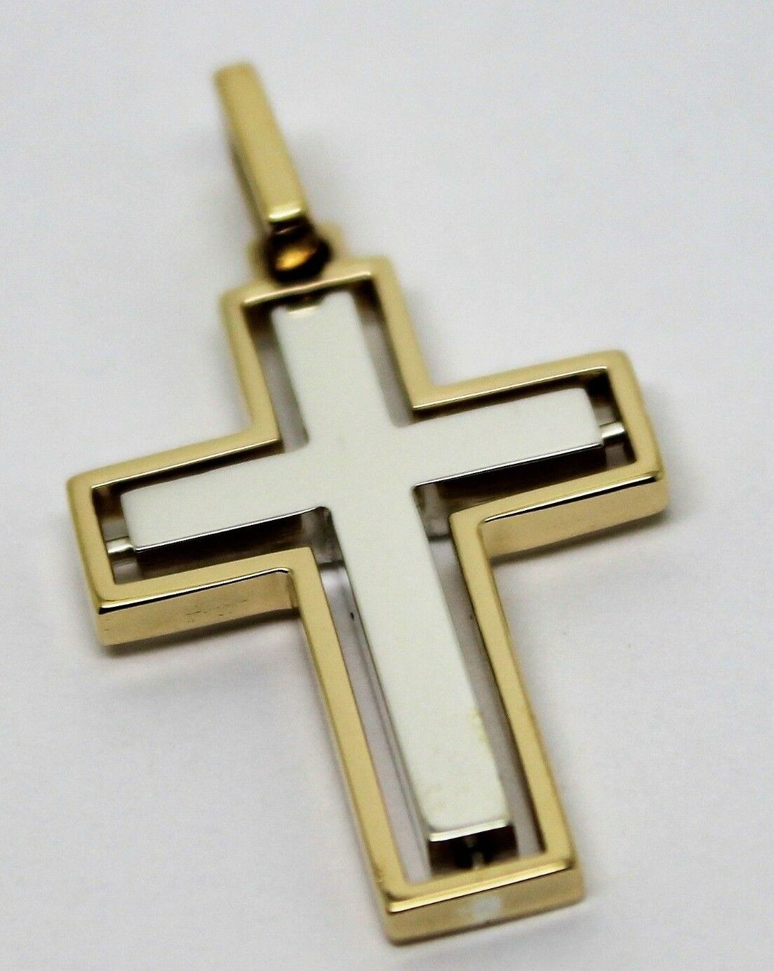 Genuine 9ct Yellow Gold & Sterling Silver Cross Pendant