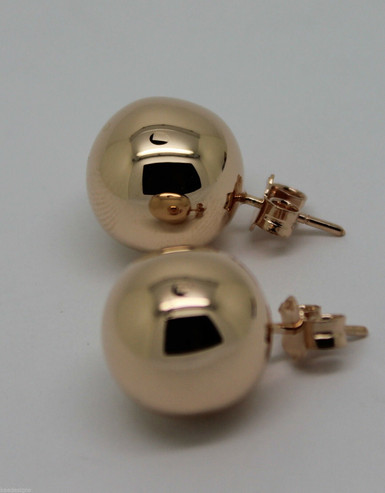 Genuine 9ct 9K Solid Yellow, Rose or White Gold 14mm Stud Ball Earrings
