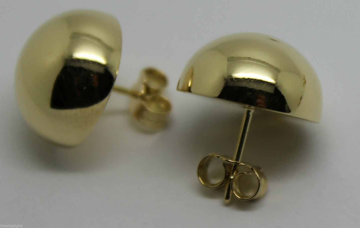 Kaedesigns, 9ct 9k Yellow Or White Or Rose Gold 375 18mm Half Ball Hook Earrings