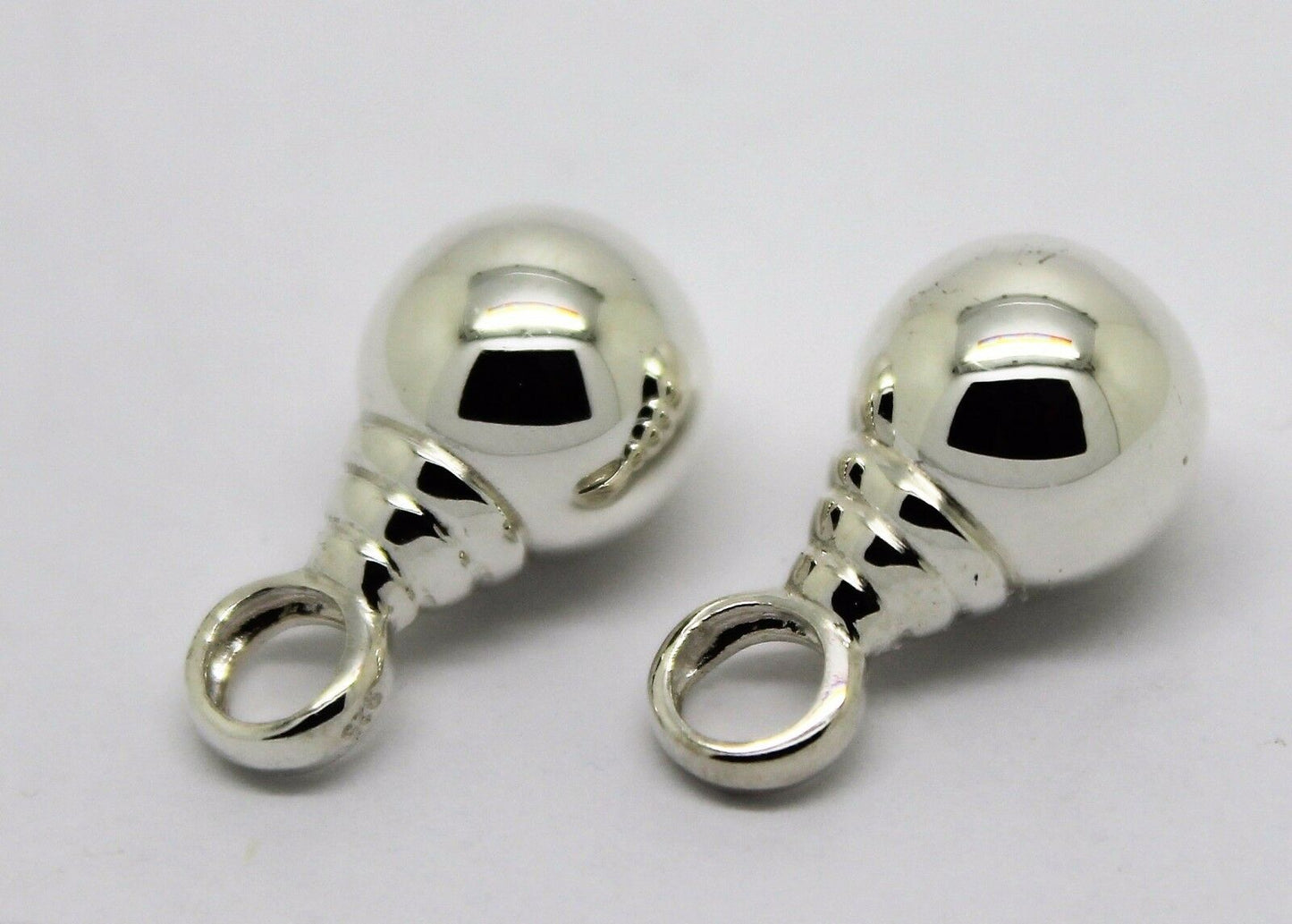 Genuine New Sterling Silver 10mm Plain Balls Charm Earrings