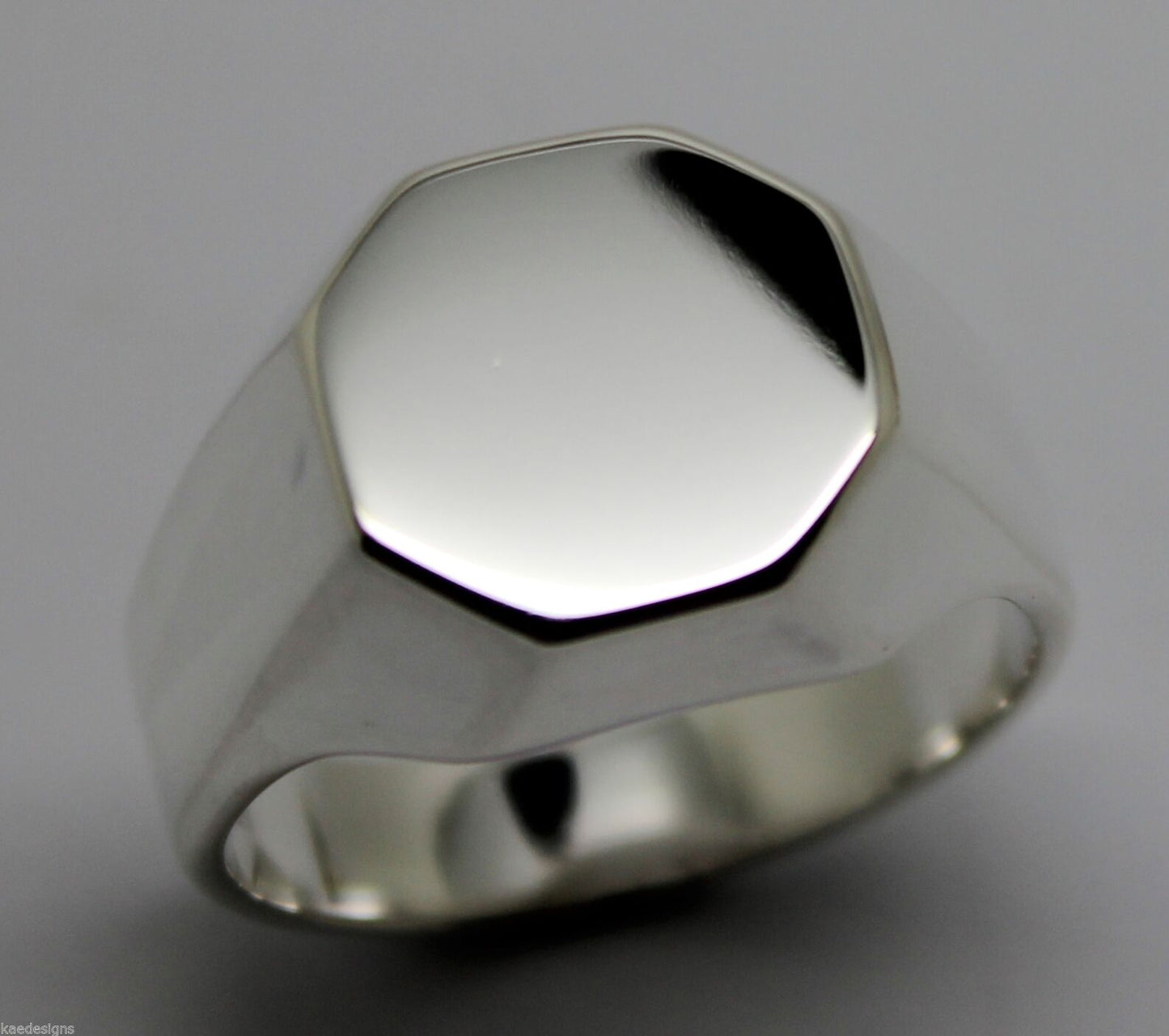 Heavy 9ct Yellow or Rose or White Gold or Sterling Silver Octagon Signet Ring