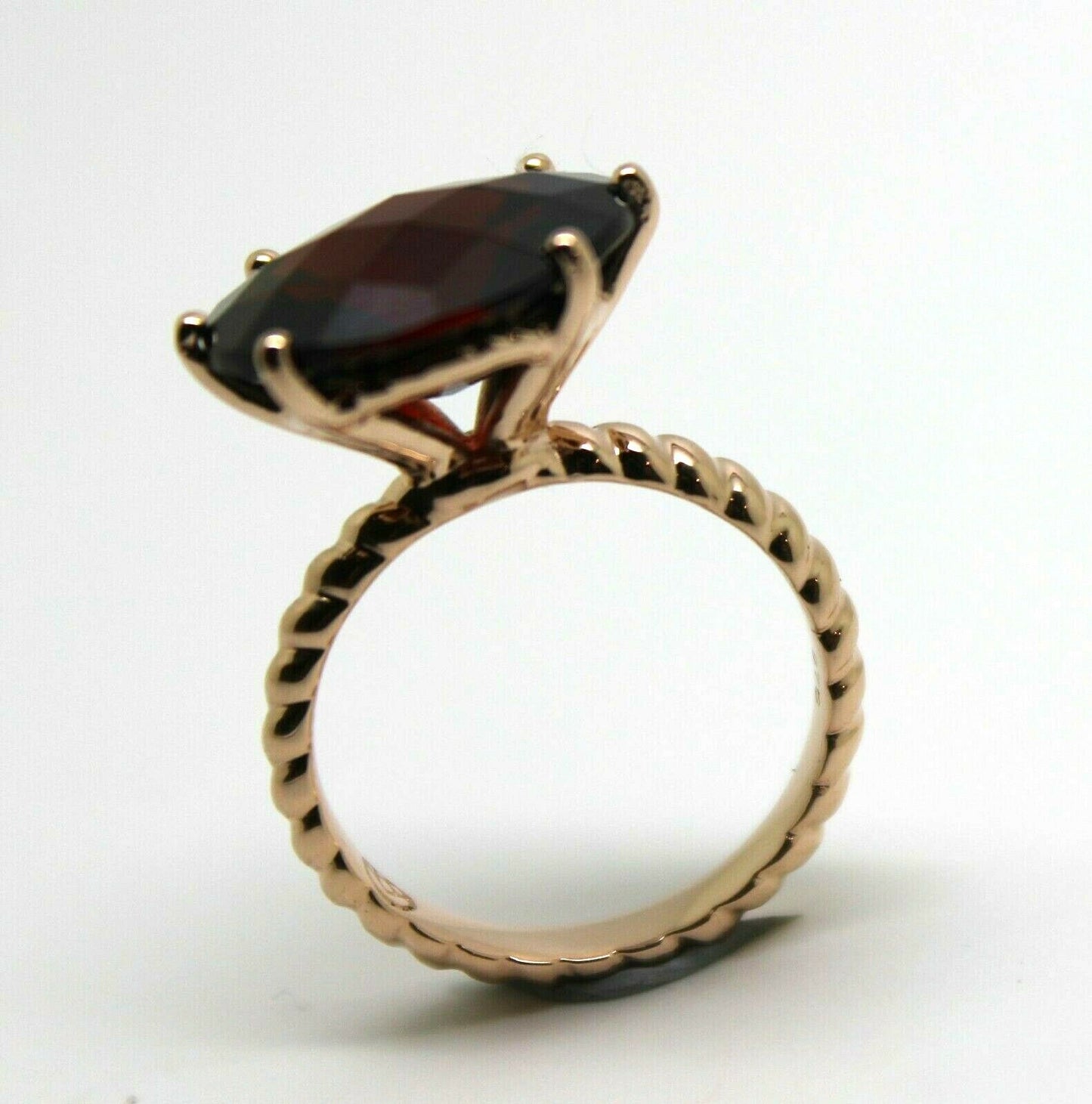 Size K Genuine Checker Board Pyrope Garnet Oval 9ct Rose Gold Dress Rope Ring