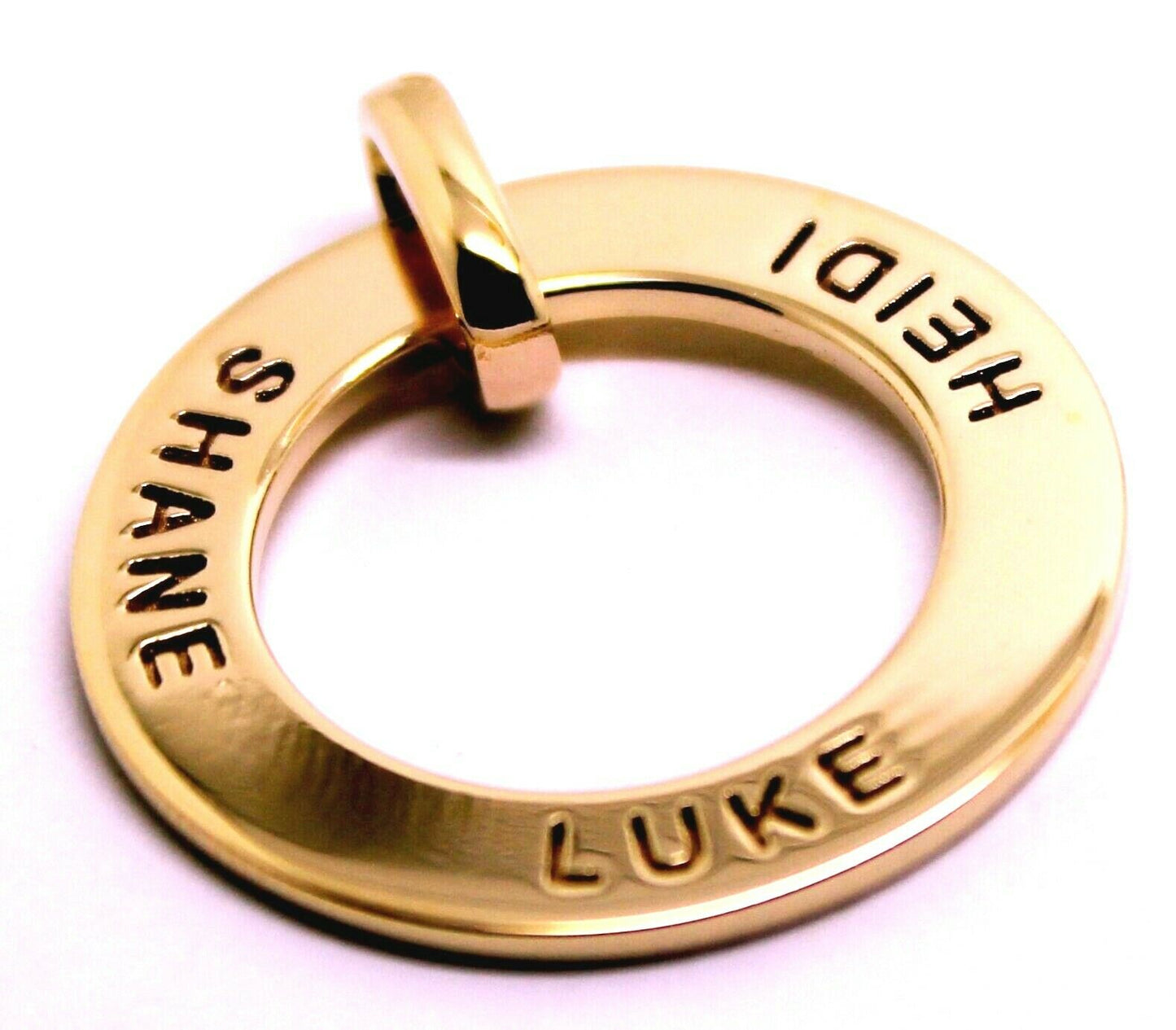 Genuine Solid 9ct Yellow, Rose or White Gold / 375, Personalized & Engravable Circle Pendant