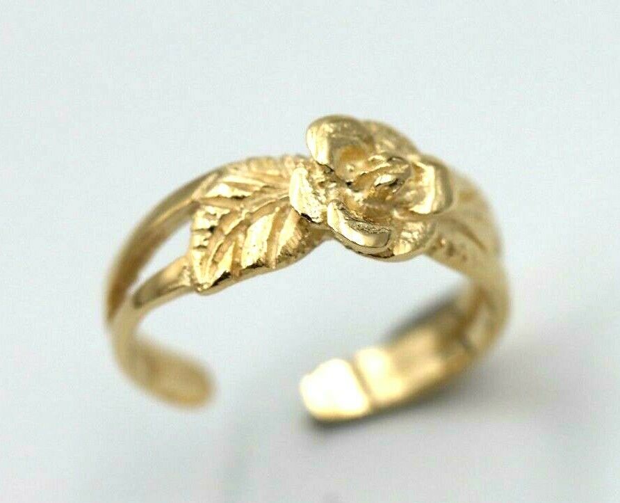 Kaedesigns Genuine Solid 9ct Yellow, Rose or White or Sterling Silver Gold Flower Toe Ring