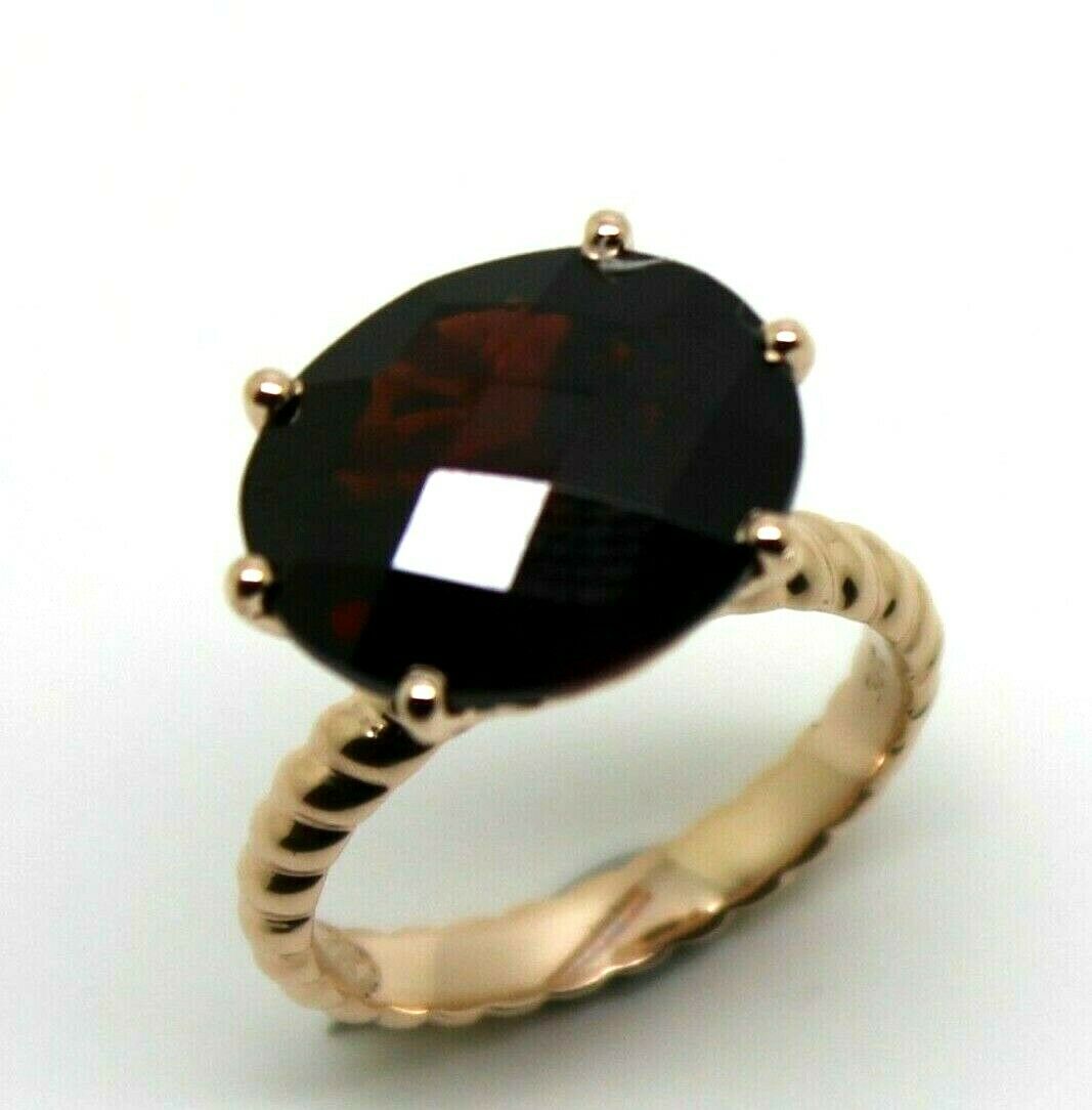 Size K Genuine Checker Board Pyrope Garnet Oval 9ct Rose Gold Dress Rope Ring
