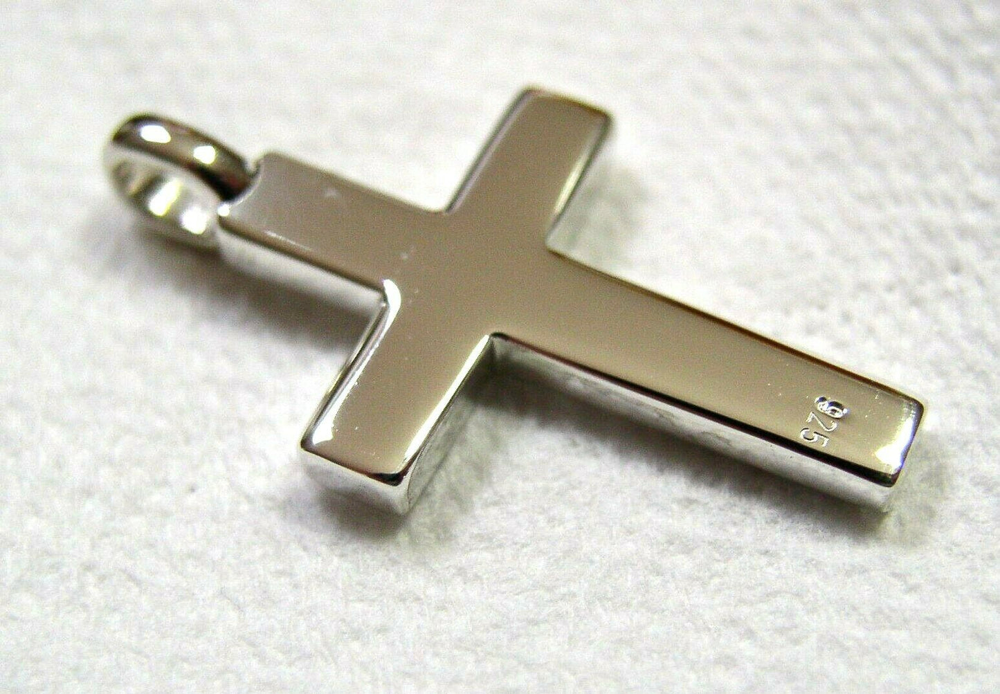 Kaedesigns Full Solid New Sterling Silver 925 Plain Cross Pendant 8mm bale