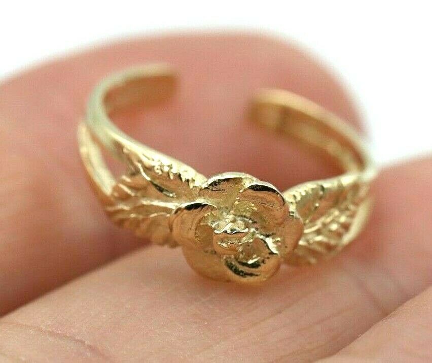 Kaedesigns Genuine Solid 9ct Yellow, Rose or White or Sterling Silver Gold Flower Toe Ring