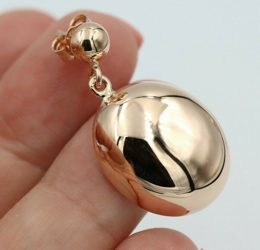 Very Large Size 9ct 9K Solid Yellow, Rose or White Gold Stud Half Oval Bubble Earrings