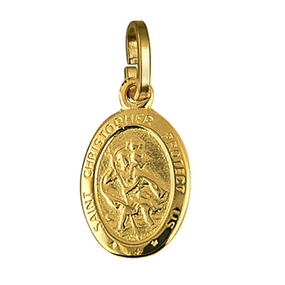 Genuine 9ct Yellow or Rose Gold Small St Christopher Pendant or Charm Travel Saint
