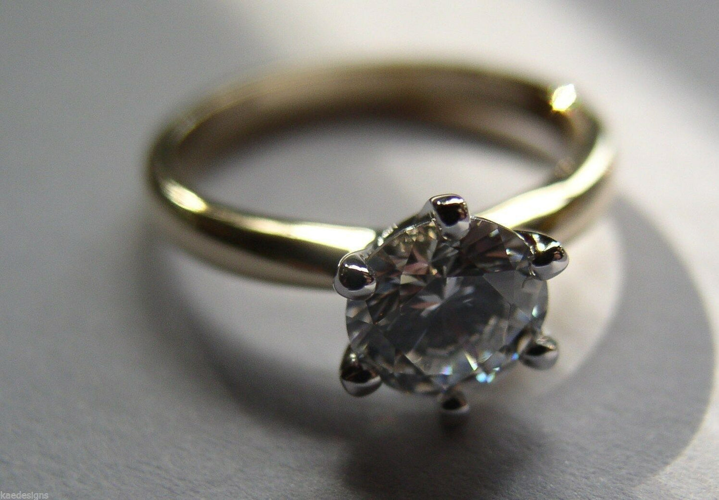 Kaedesigns, Genuine 9ct Solid Yellow Gold + White Gold setting Ring