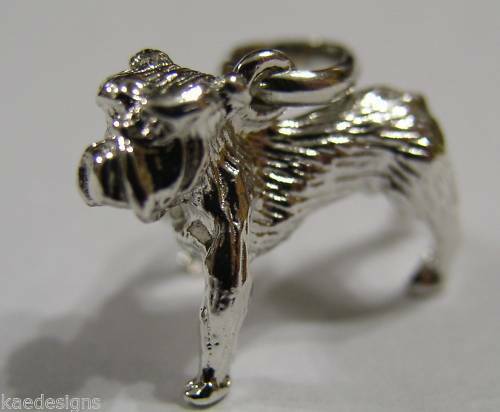 Genuine Sterling Silver Solid Bull Dog Bulldog Pendant / Charm