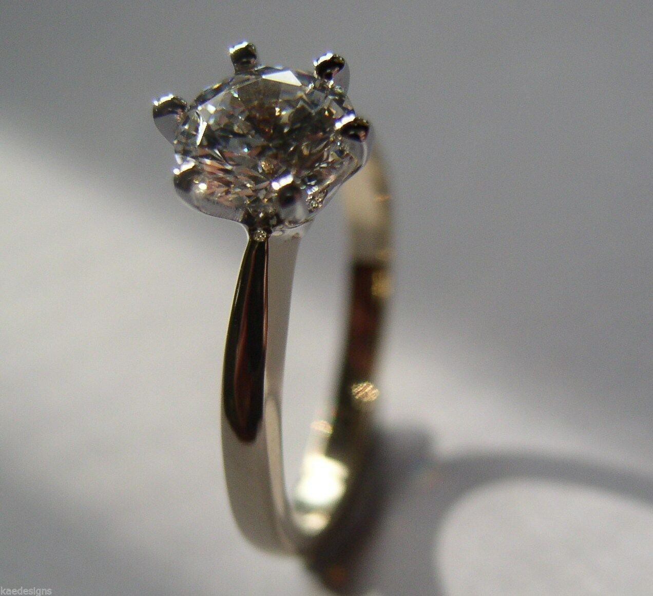 Kaedesigns, Genuine 9ct Solid Yellow Gold + White Gold setting Ring