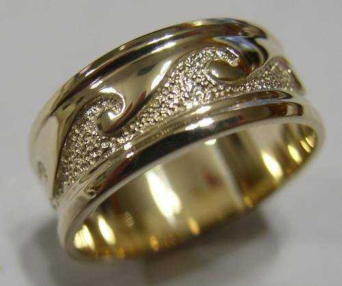 Kaedesigns Size W 1/2 - 11.5 Solid Genuine 9ct 9Kt Yellow, Rose or White Gold Mens Surf Wave Ring 258