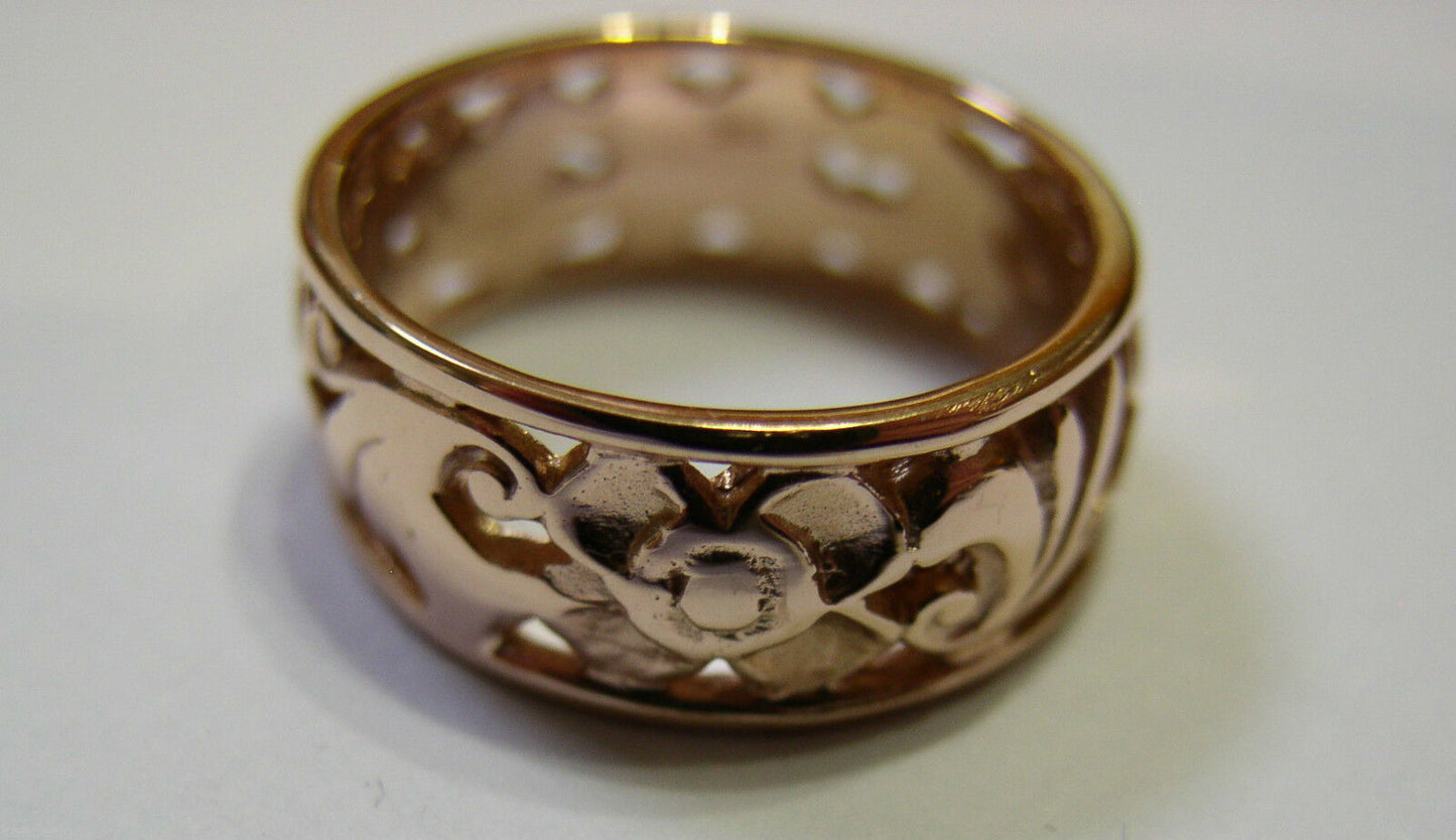 Size Q Genuine Full Solid 375 9ct 9kt Yellow, Rose or White Gold Filigree Ring