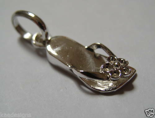 Genuine New Sterling Silver Flower Thong Pendant Charm 357