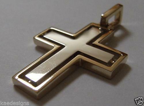 Genuine 9ct Yellow Gold & Sterling Silver Cross Pendant