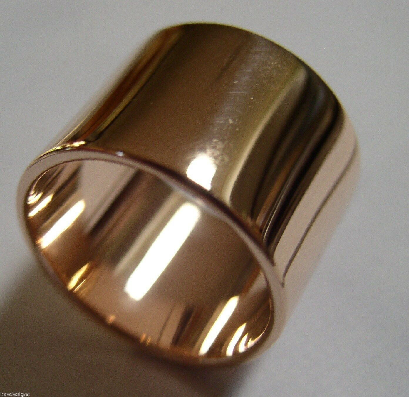 Size O 1/2 Genuine, Kaedesigns, 9ct Yellow, Rose or White Gold Full Solid Extra Wide 14Mm Band Ring