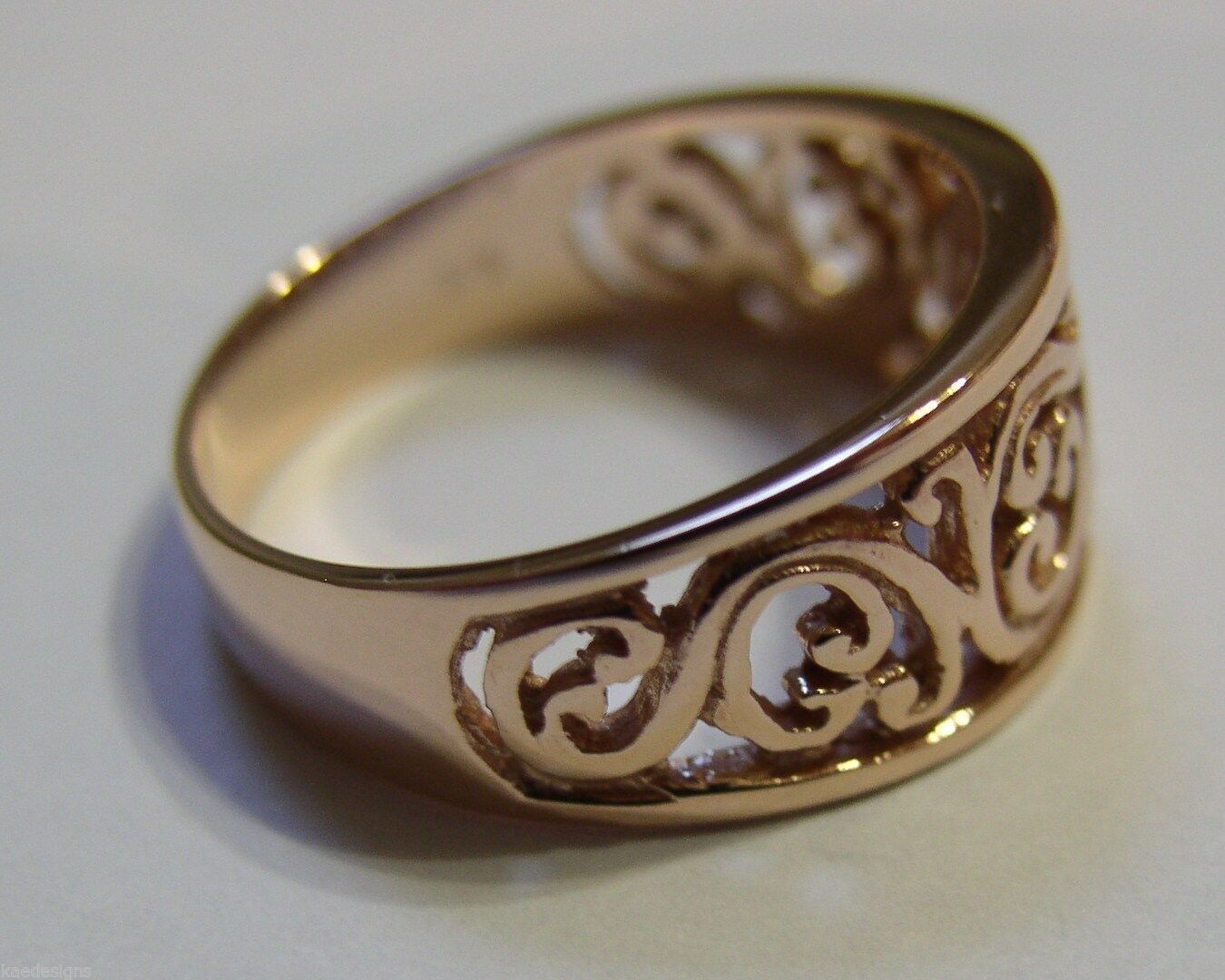 Size N Kaedesigns Genuine 9ct Full Solid Wide Yellow, Rose Or White Gold Filigree Flower Swirl Ring 336