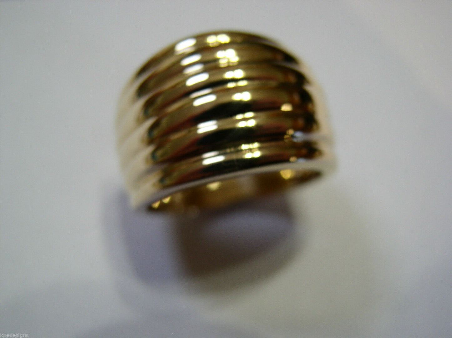 Genuine Heavy Wide 9ct 9kt Full Solid Yellow, Rose or White Gold Ridged Dome Ring