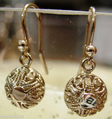 Kaedesigns New 9ct Yellow, Rose or White Gold 10mm Half Ball Hook Filigree Earrings