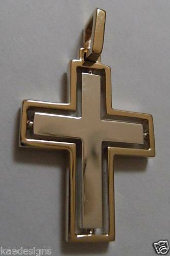 Genuine 9ct Yellow Gold & Sterling Silver Cross Pendant