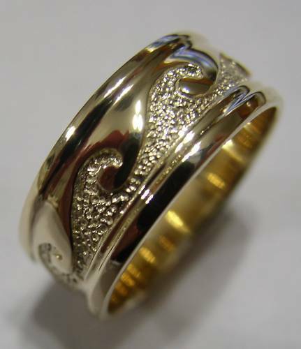 Kaedesigns Size W 1/2 - 11.5 Solid Genuine 9ct 9Kt Yellow, Rose or White Gold Mens Surf Wave Ring 258