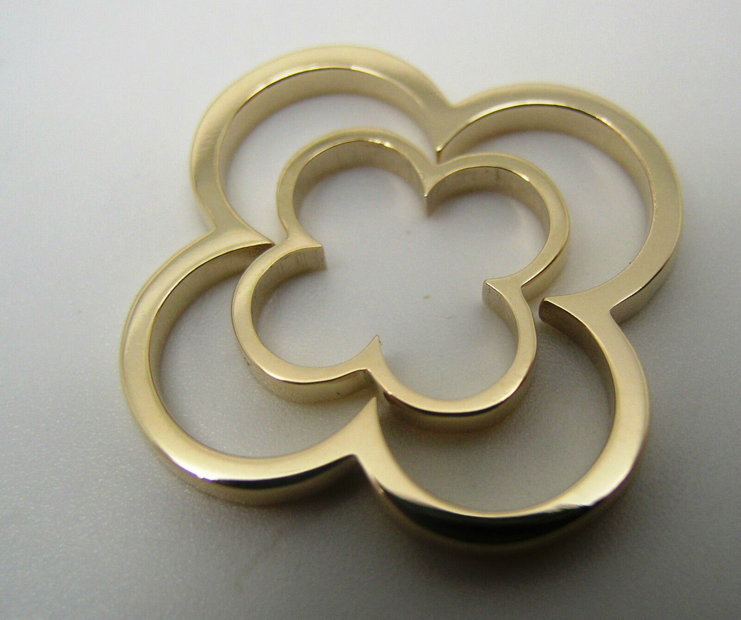 Genuine Solid 9ct 9kt Yellow, Rose or White Gold Small And Large Four Leaf Clover Pendant