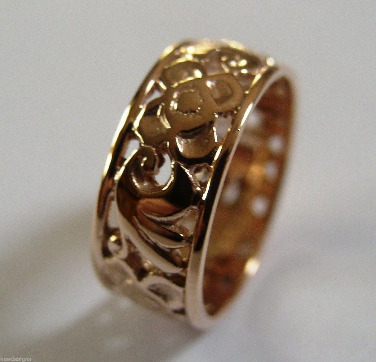 Size Q Genuine Full Solid 375 9ct 9kt Yellow, Rose or White Gold Filigree Ring