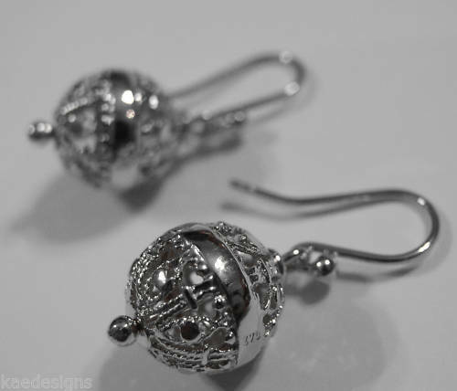 Kaedesigns Genuine 9kt 9ct 375 Yellow, Rose or White Gold 12mm Euro Ball Drop Filigree Earrings