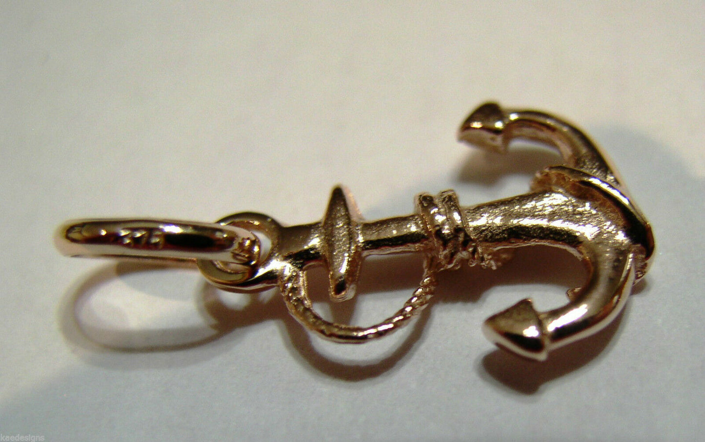 Kaedesigns, Genuine New 9ct 9kt Yellow, Rose or White Gold Solid Anchor Boat Pendant / Charm