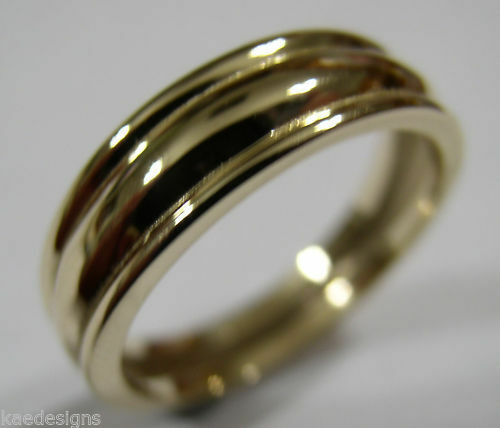 Kaedesigns, New 9ct 9kt Full Solid Yellow, Rose Or White Gold Ridged Heavy Dome Ring