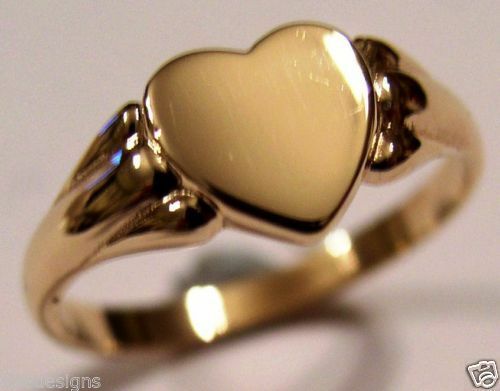 Size K, Kaedesigns, Genuine New Childs Solid 9ct 375 Yellow, Rose & White Gold Heart Signet Ring 324
