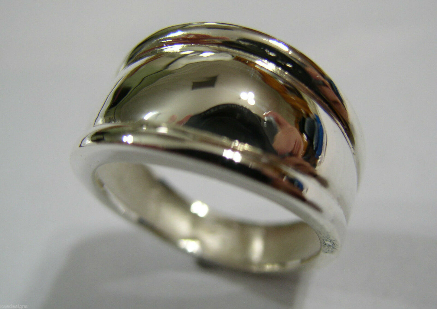 Size L, Kaedesigns, Genuine Sterling Silver 925 Thick Dome Ring 12mm Wide