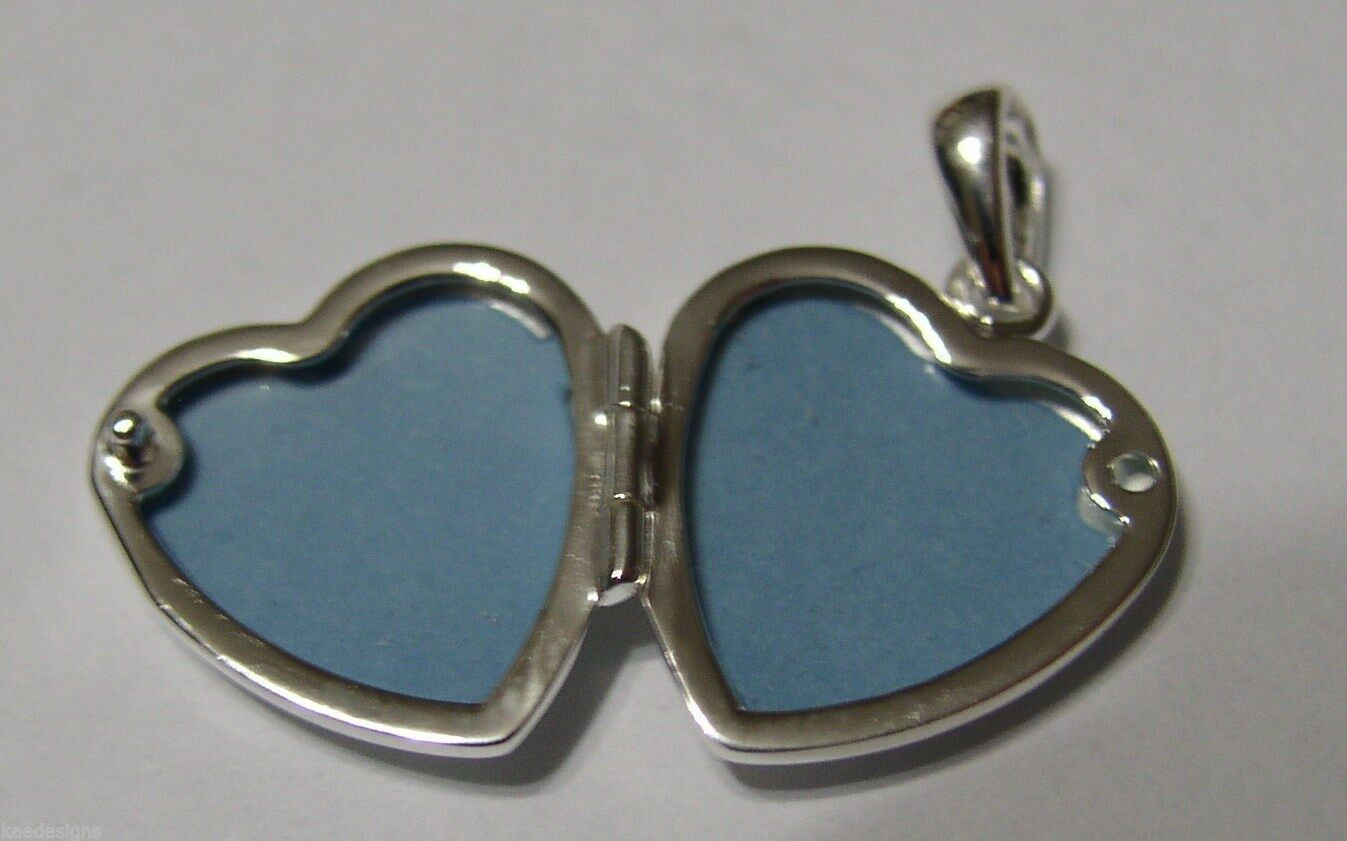 Genuine Sterling Silver Small Heart Locket Pendant With 2 Photos