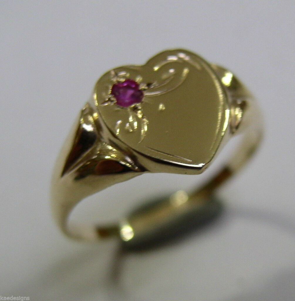 Genuine 9ct 9K Yellow Gold Pink Tourmaline (Birthstone- October) Signet Ring 265