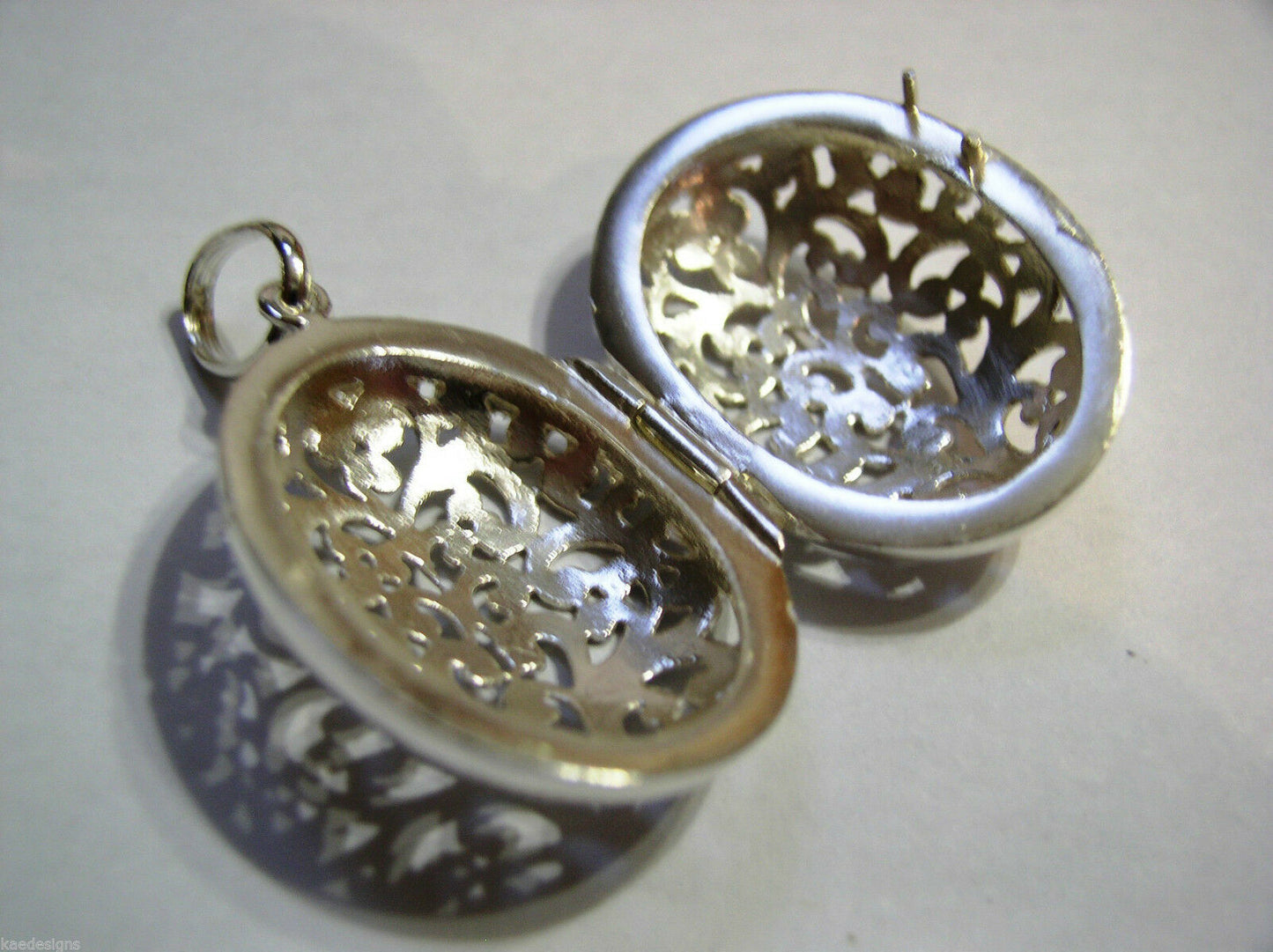 Genuine Huge Heavy Sterling Silver 925 Filigree Oval Pendant Locket