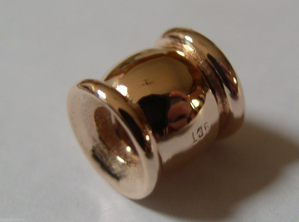 Kaedesigns Genuine 9kt 9ct Yellow, Rose or White Gold Barrel Ridged Domed Bead For New Charm Bracelets