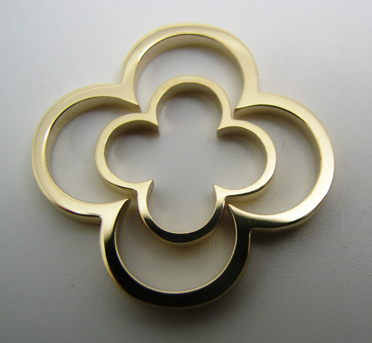 Genuine Solid 9ct 9kt Yellow, Rose or White Gold Small And Large Four Leaf Clover Pendant