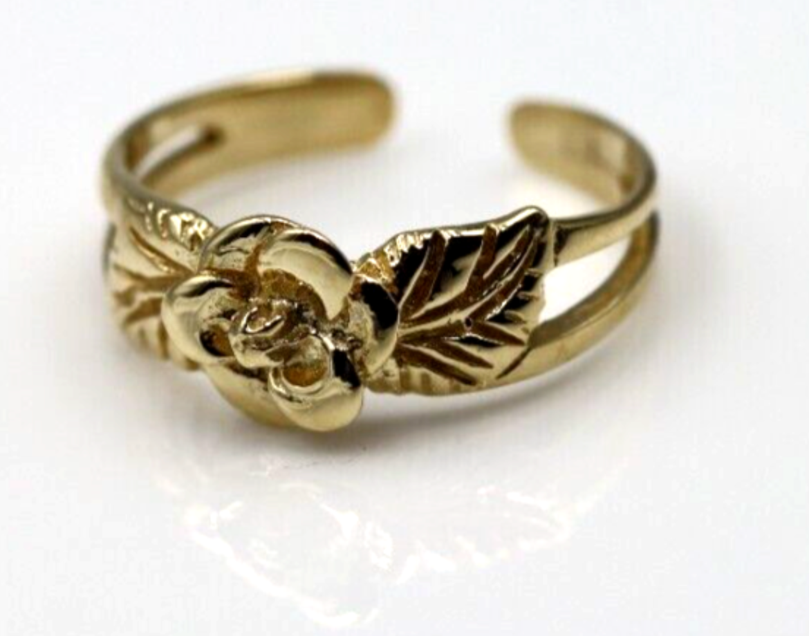Kaedesigns Genuine Solid 9ct Yellow, Rose or White or Sterling Silver Gold Flower Toe Ring
