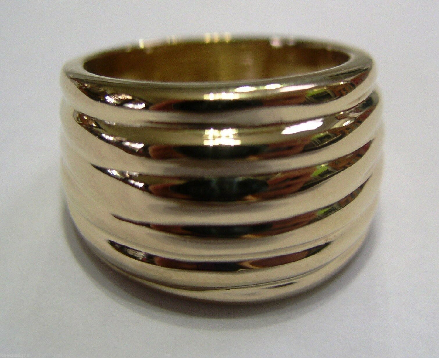 Genuine Heavy Wide 9ct 9kt Full Solid Yellow, Rose or White Gold Ridged Dome Ring