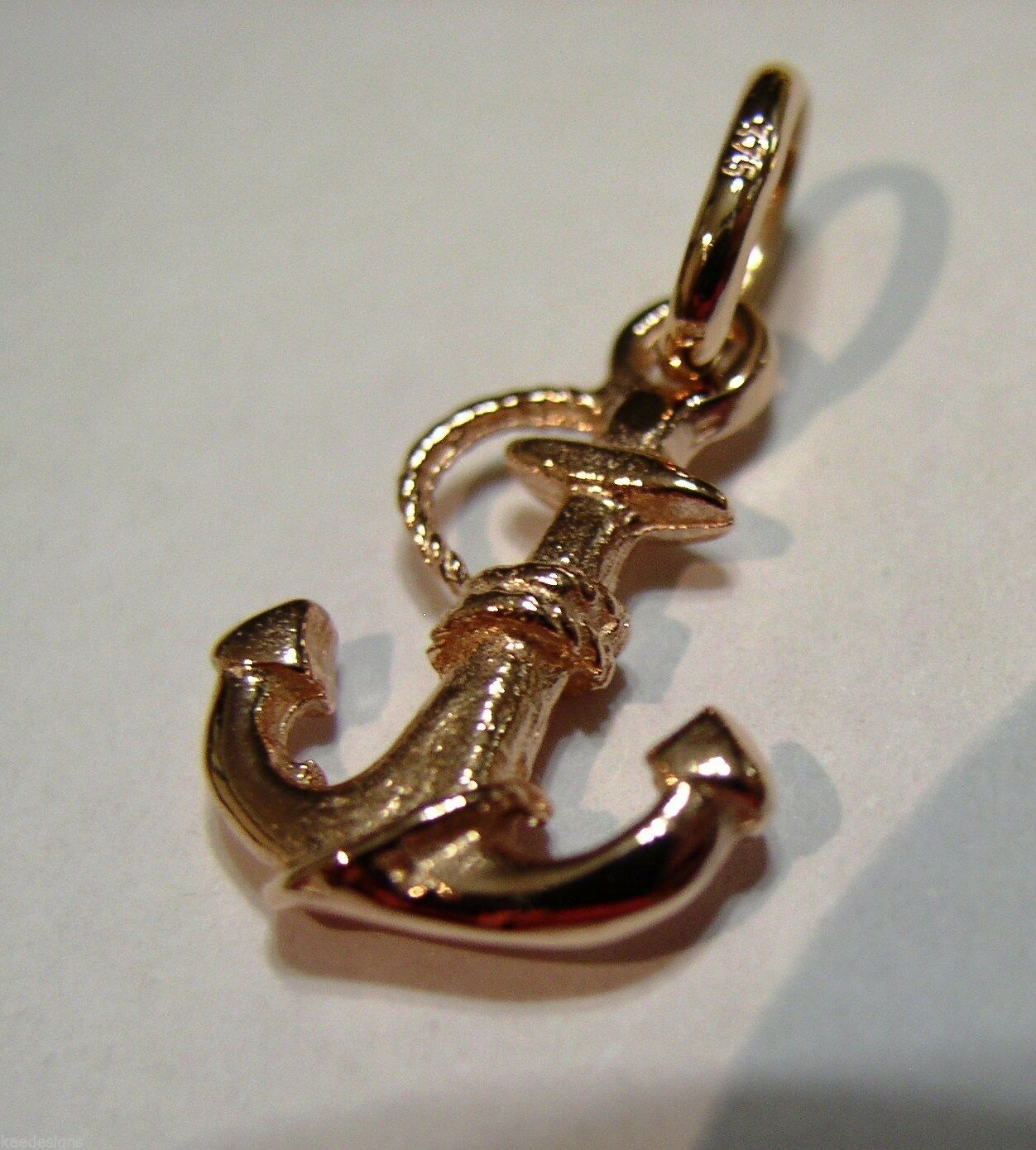 Kaedesigns, Genuine New 9ct 9kt Yellow, Rose or White Gold Solid Anchor Boat Pendant / Charm