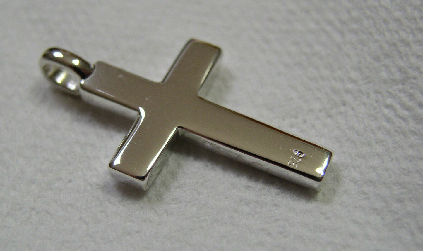 Kaedesigns Full Solid New Sterling Silver 925 Plain Cross Pendant 8mm bale