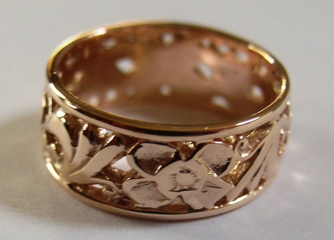 Size Q Genuine Full Solid 375 9ct 9kt Yellow, Rose or White Gold Filigree Ring