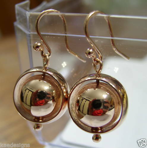 Kaedesigns New Genuine 9ct 9k Yellow, Rose or White Gold 12mm Spinning Belcher Ball Earrings