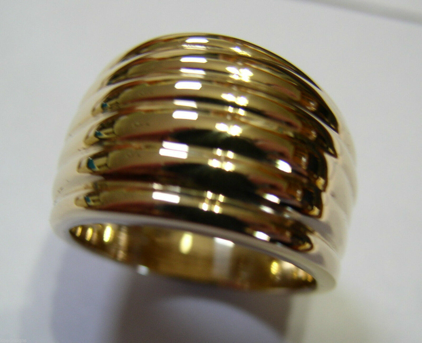 Genuine Heavy Wide 9ct 9kt Full Solid Yellow, Rose or White Gold Ridged Dome Ring