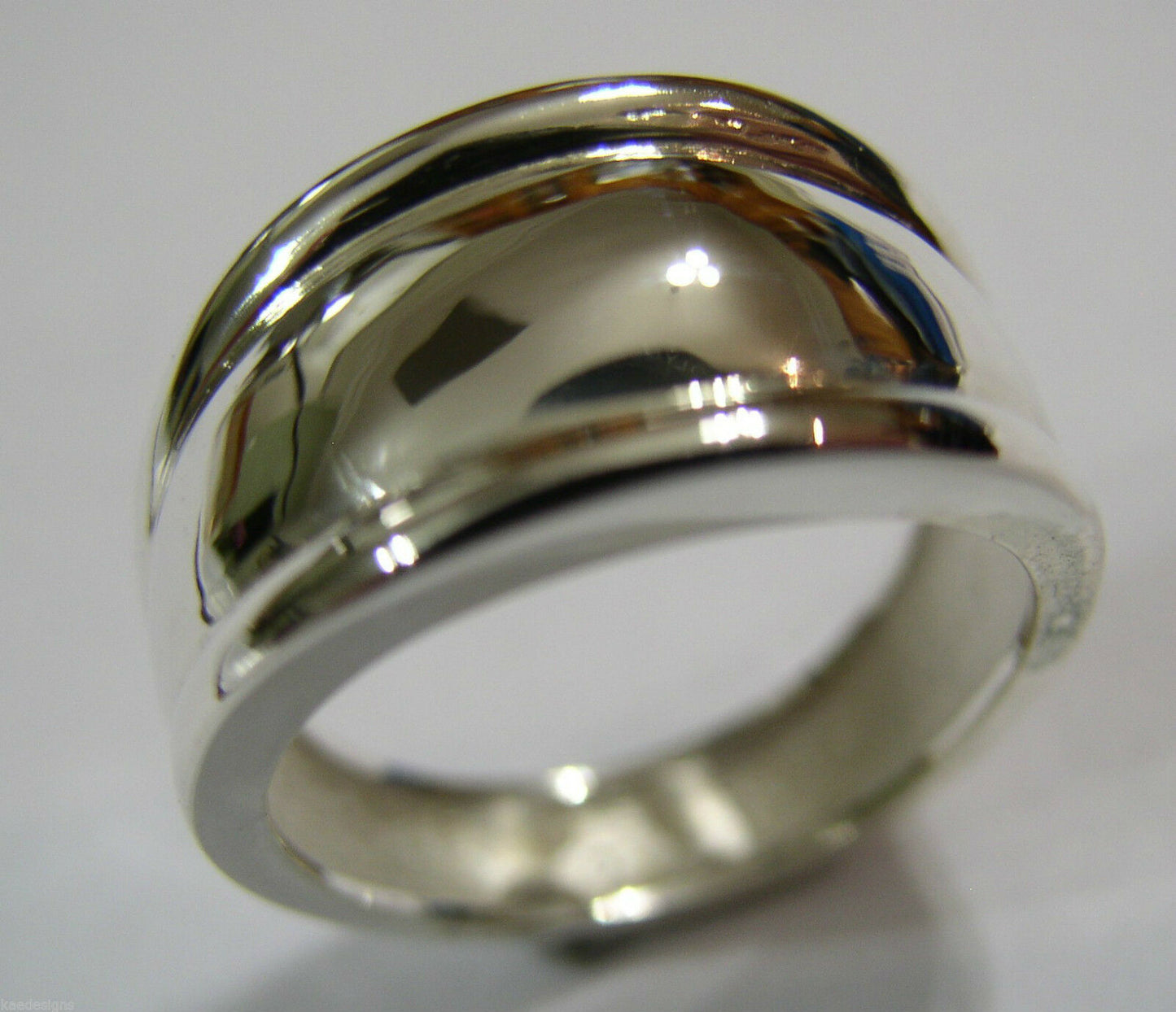 Size L, Kaedesigns, Genuine Sterling Silver 925 Thick Dome Ring 12mm Wide