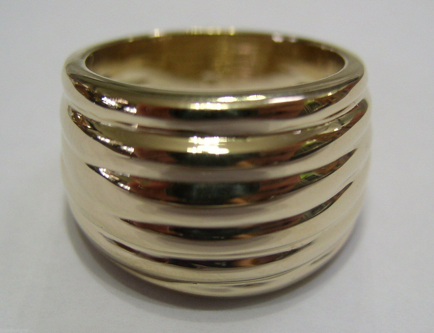 Genuine Heavy Wide 9ct 9kt Full Solid Yellow, Rose or White Gold Ridged Dome Ring
