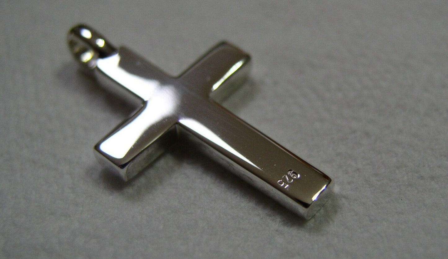 Kaedesigns Full Solid New Sterling Silver 925 Plain Cross Pendant 8mm bale