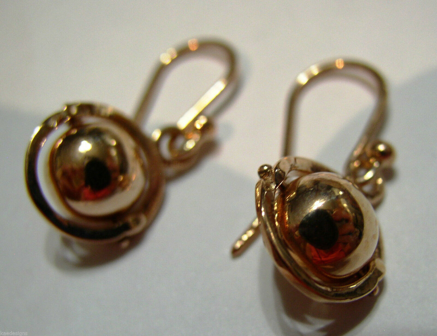 Kaedesigns New Genuine 9ct 9kt Yellow, Rose or White Gold Spinning Ball Drop Earrings