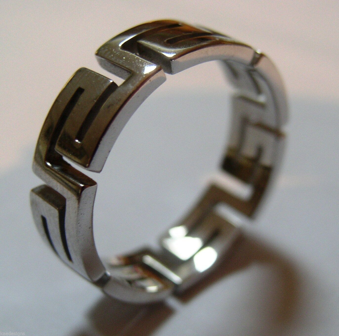 Kaedesigns Size Z 1/2 Genuine Full Solid 9ct 9K Heavy White Gold Greek Key Ring